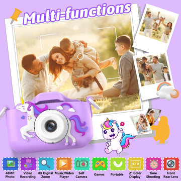 MgaoLo Kids Digital Video Camera, Portable Silicone Toy for Ages 3-12, Camo Purple, Model H36