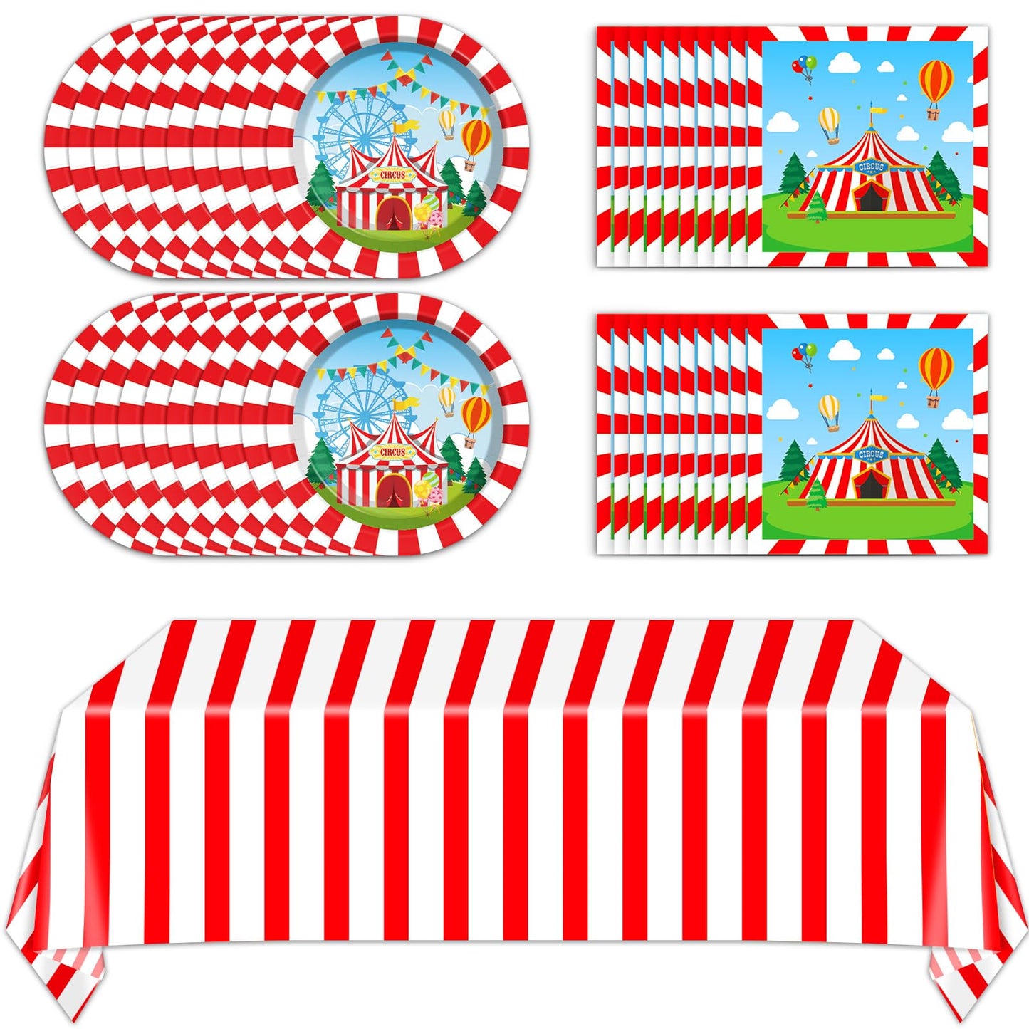 Circus Theme Paper Plates And Napkins Circus Party Decorations Tableware Set Carnival Circus Theme Dinner Plates Circus Party Tablecloths For Kids Circus Birthday Party Decor Supplies