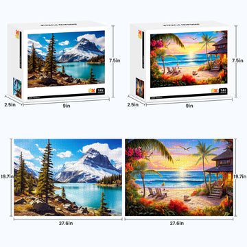 2 Pack Puzzles For Adults 1000 Pieces-Hawaii Beach & Moraine Lake Difficult Jigsaw Puzzles For Adults,Hard Jigsaw Puzzle Decorations Diy Leisure Game Toy Suitable Family Friends(27.5X20 Inches)