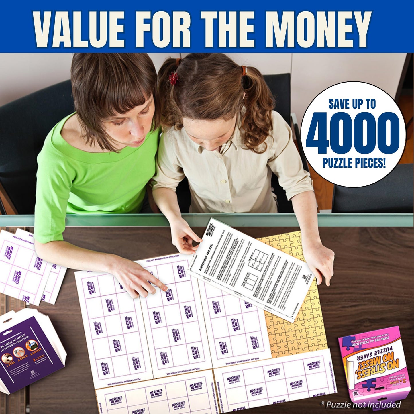 Preserve 4X 1000 Pieces Jigsaw Puzzles - Agreatlife 24 Sheets No Stress, No Mess Puzzle Saver For Large Puzzles- Use These Glue Sheets To Preserve Your Finished Masterpiece
