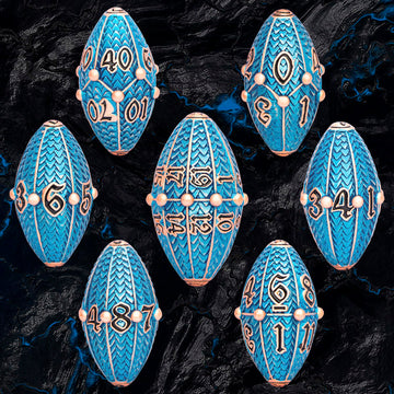 ARUOHHA DND Metal Dice Copper Blue Dragon Egg Dice with Rotating Dragon Egg Shell, Dungeons and Dragons Role Playing Game RPG D&