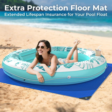 Inflatable Tanning Pool Lounger Float with Protection Tarp 75 x 75 Pool Floats mature-themed with Pillow 6 in 1 Suntan Tub Raft Floatie Sunbathing Water Lounge Blow Up Pool Kids Ball Pit Party Gifts-Cyan