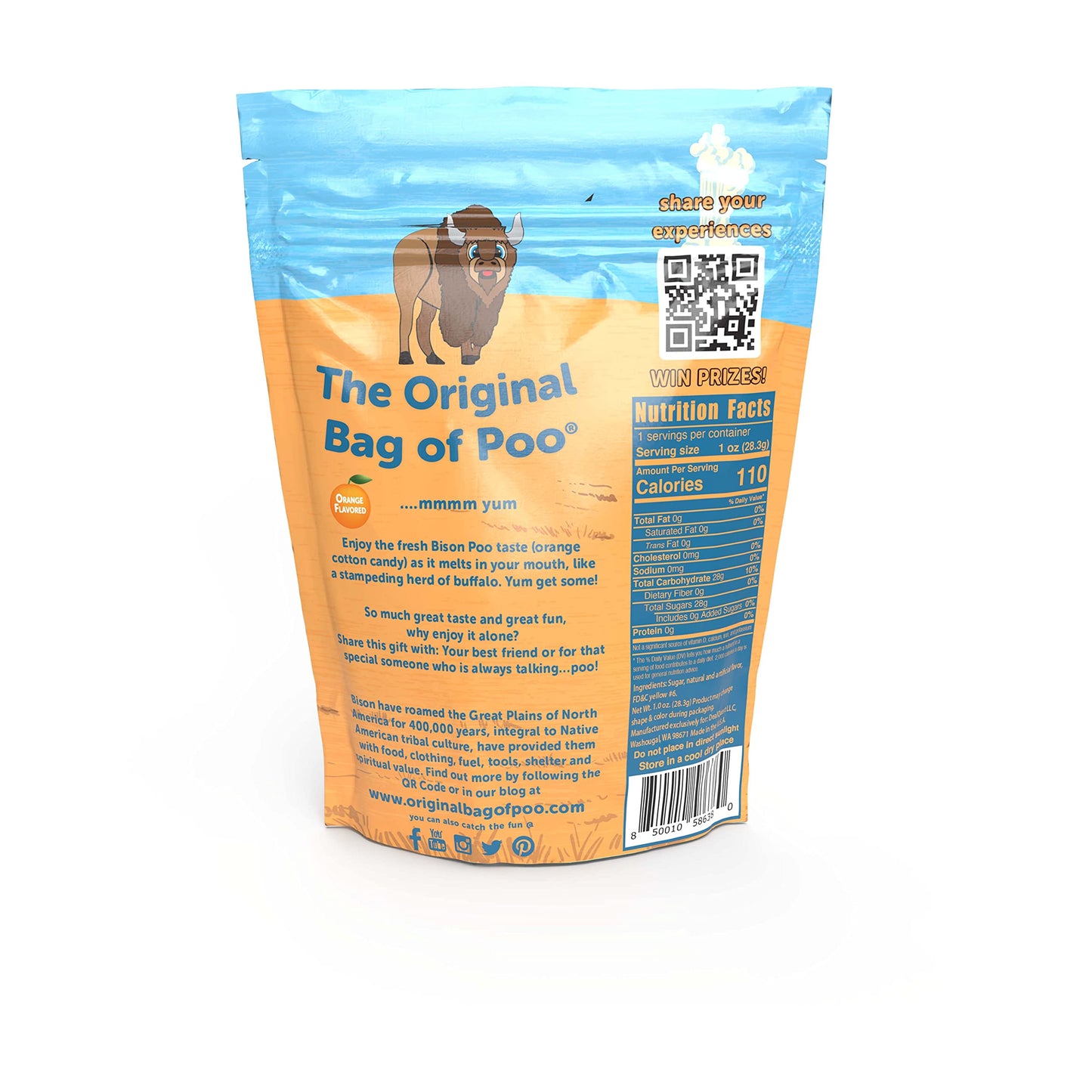 The Original Bag Of Poo, Novelty Cotton Candy Gag Gift (Orange Bison)