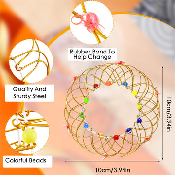 Skylety 2 Pieces Mandala Flower Basket Toy Flexible Iron Basket Creative Handmade Magic Loops Wire Fidget Toy For Teens Christmas Winter Party Favors (Purple, Gold)