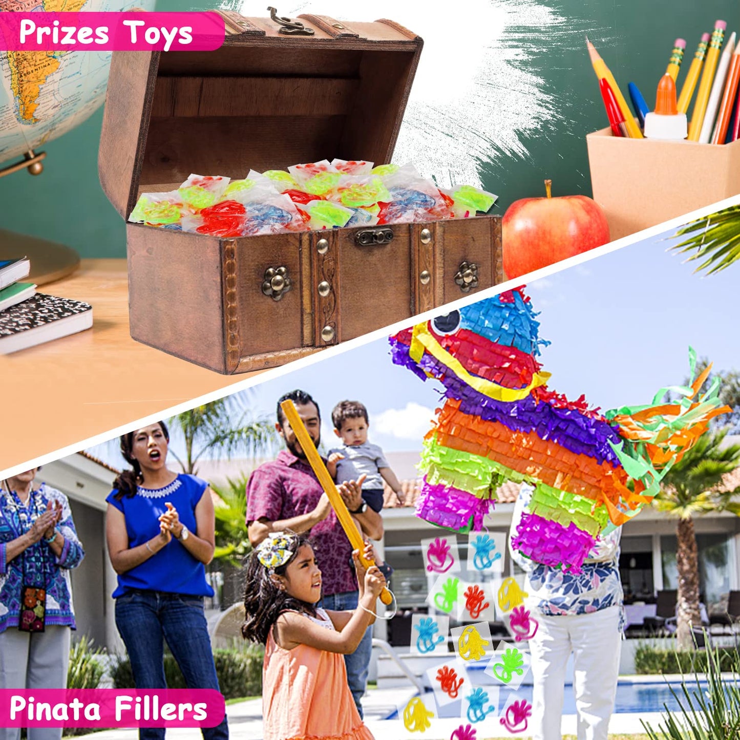 40Pcs Glitter Sticky Hands Party Favors For Kids Birthday Supplies Easter Egg Fillers Goodie Bag Stuffers Classroom Treasure Box Carnival Prizes Bulk Treat Trinkets Pinata Stuff Mini Stretchy Toys