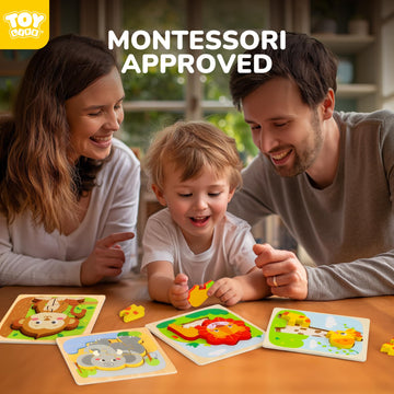 Toy Life Wooden Puzzles For Toddlers 2-4, Toddler Montessori Toys For 1 2 3 Year Old Boys Girls, Animals Wood Jigsaw Puzzles, Ed