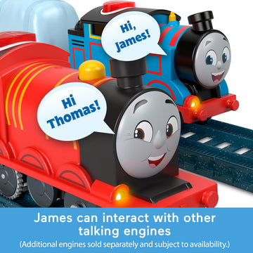 Thomas & Friends Motorized Talking James Train - Battery-Powered Engine with Sounds for Kids Ages 3+ - Standard Size