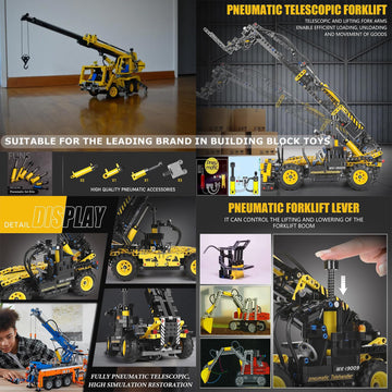 Goshfun 19Pcs 10-Kinds Moc Pneumatic Parts Bricks With Air Pump Push Rod Switch Piston Air Pipe, Building Blocks Toy Set, Random