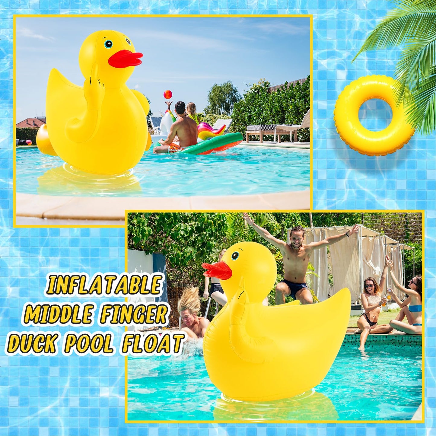 Hungdao 4 Feet Giant Inflatable Duck Huge Funny Rubber Duck Large Blow Up Duck Inflatable Duck Pool Float For Summer Beach Swimm