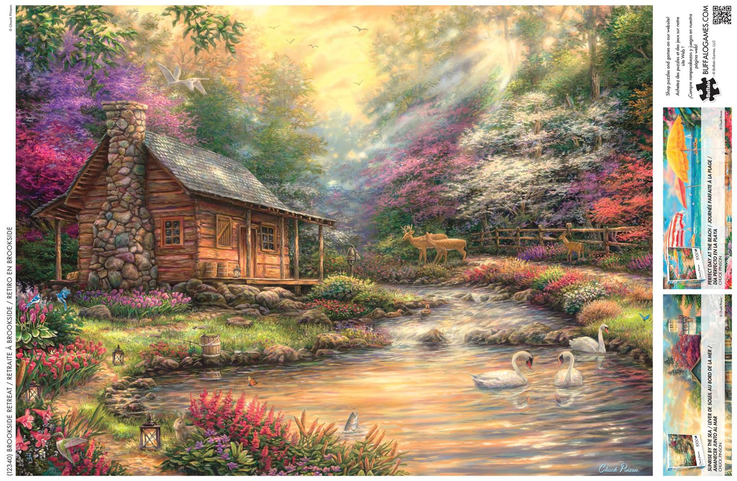 Buffalo Games Jigsaw Puzzles for mature-themeds 1000 Pieces - Chuck Pinson - Brookside Retreat - Hard mature-themed Puzzle with Reference Poster Fun Unique & Challenging for All Abilities Large 26.75 x 19.75