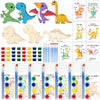 Leinuosen 28 Sets Dinosaur Party Favors Wood Painting Craft Kits with Art Supplies and Inspirational Cards Thank You for Coming
