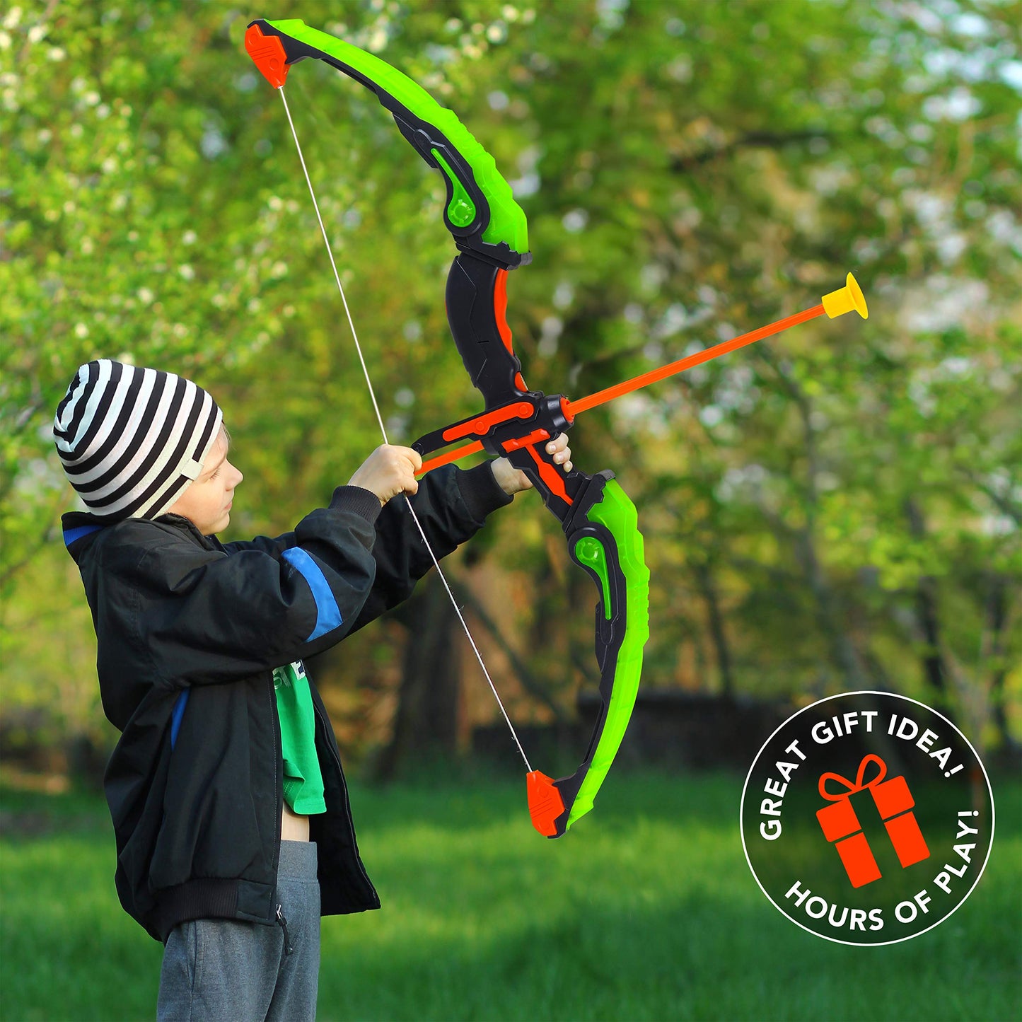 Toyvelt Kids Bow And Arrow Set With Led Lights, 10 Suction Arrows, Target & Quiver, Kids Archery Set, Toy Bow And Arrow For Kids