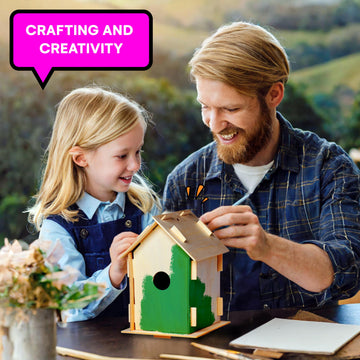 Neliblu 2 Pack Birdhouse Kits for Kids - 6.1 x 5.9 x 3.0 - DIY Craft and Garden Decoration, Pre-cut, Easy to Assemble for Birdwa