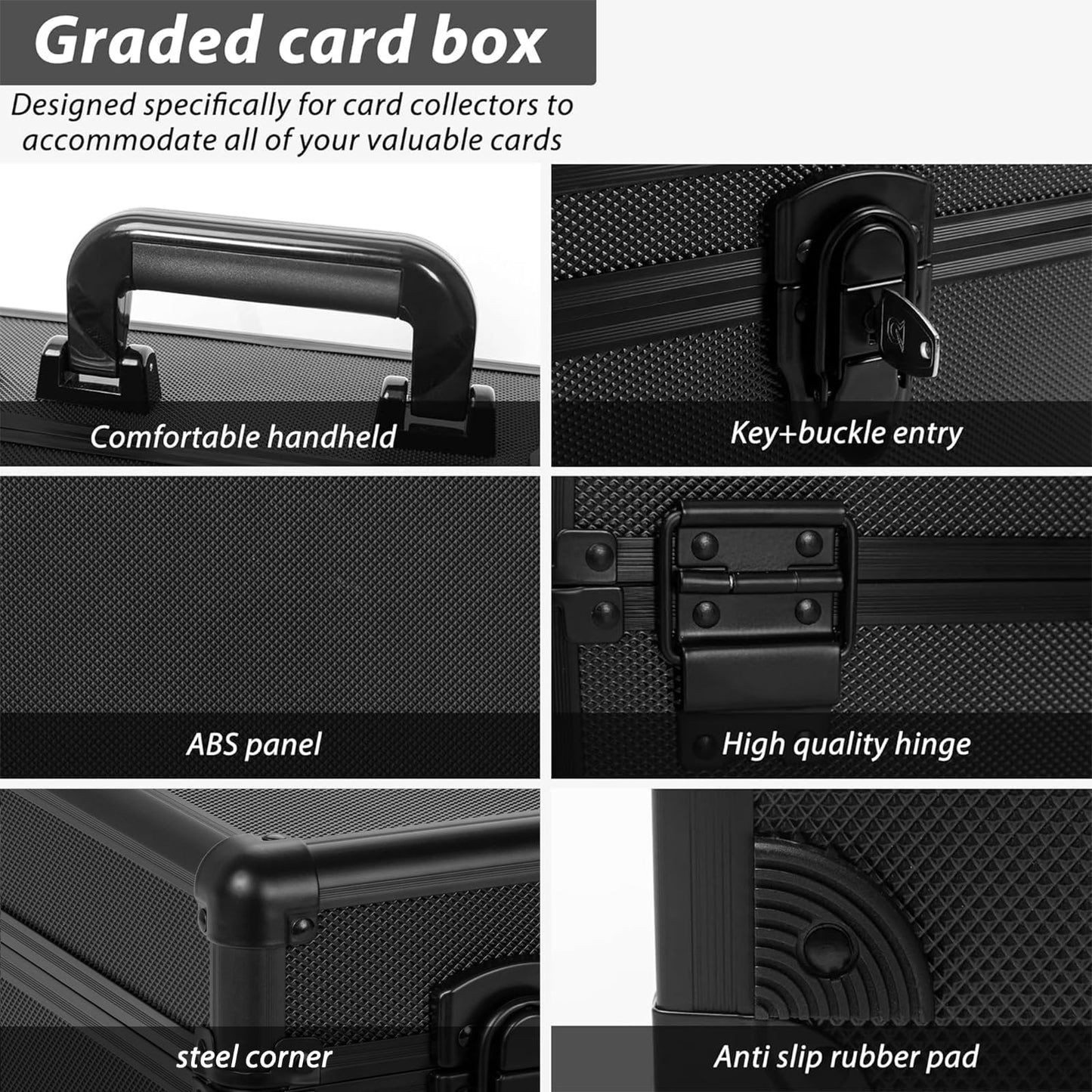 Ouutmee Graded Card Case - Aluminum Alloy Graded Card Storage Box Compatible With 150+ Card Slabs - Sports Trading Card Case Fit