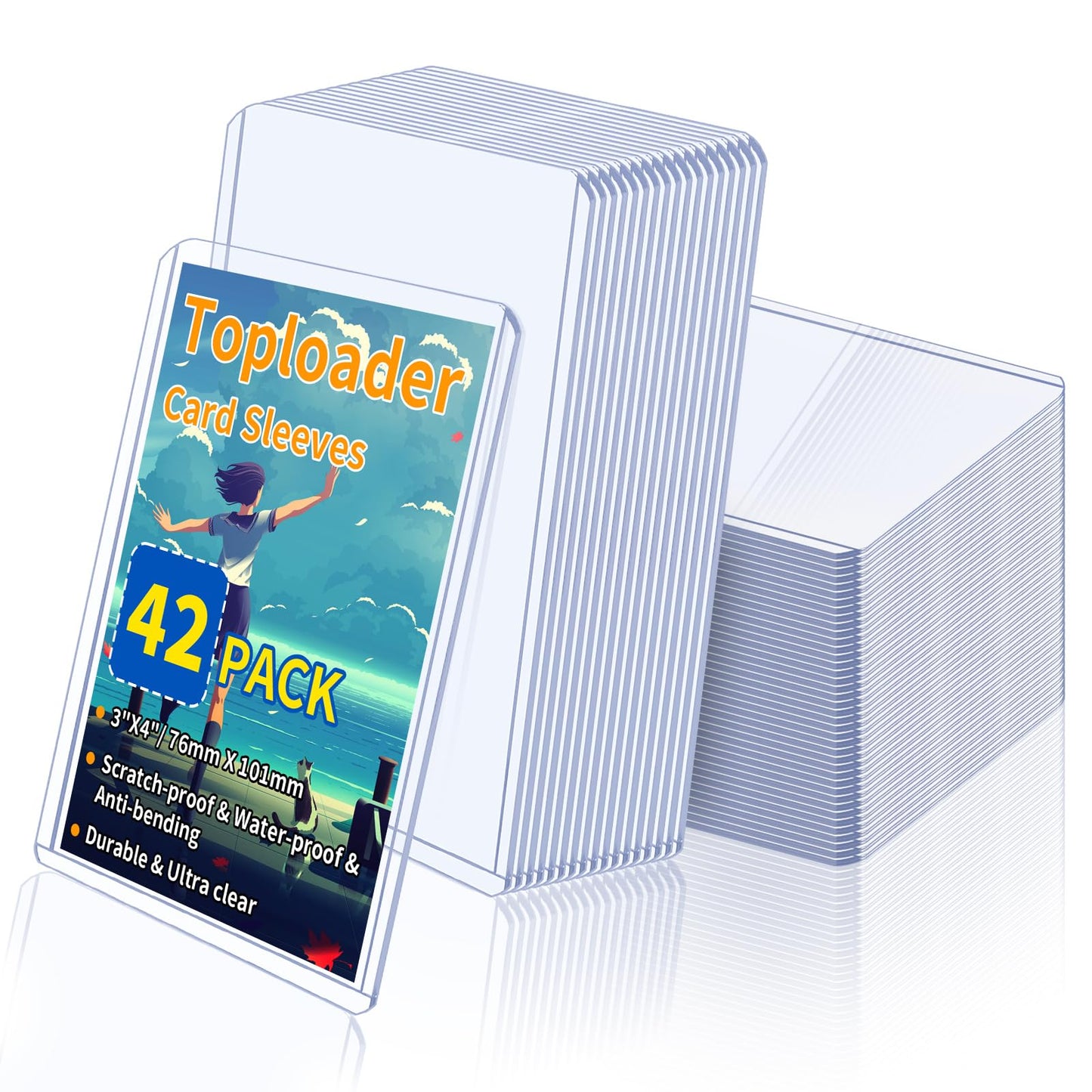 3 X 4 Card Sleeves, Top Loaders For Cards, 42 Count Baseball Card Protectors Hard Plastic, Sports Card Sleeves, Clear Card Holde