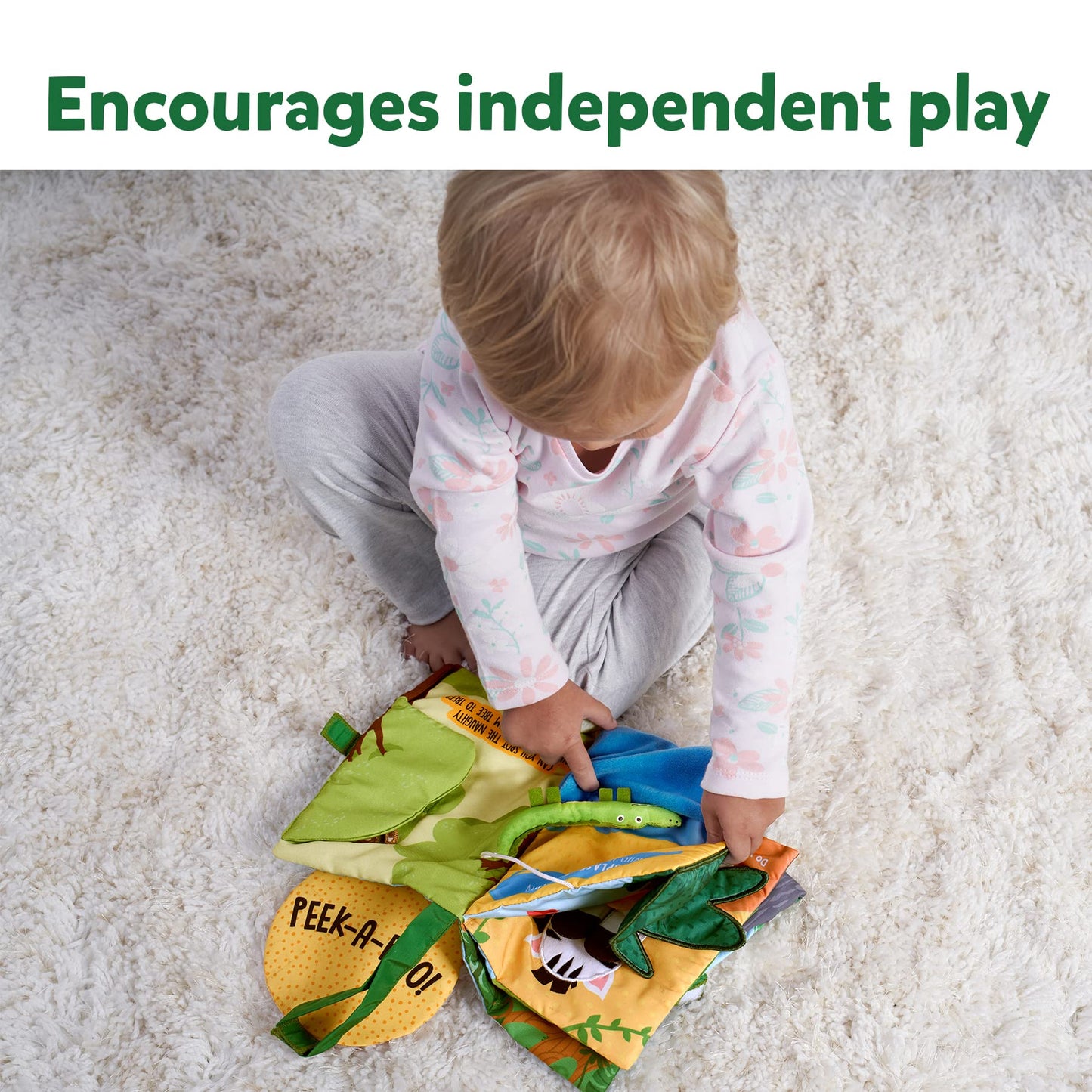 Skillmatics Peek-A-Boo Jungle Book - Soft Cloth Book For Baby, Infant & Toddler Toys, Crinkle Pages For Sensory Play, Gifts For Ages 6 Months And Up