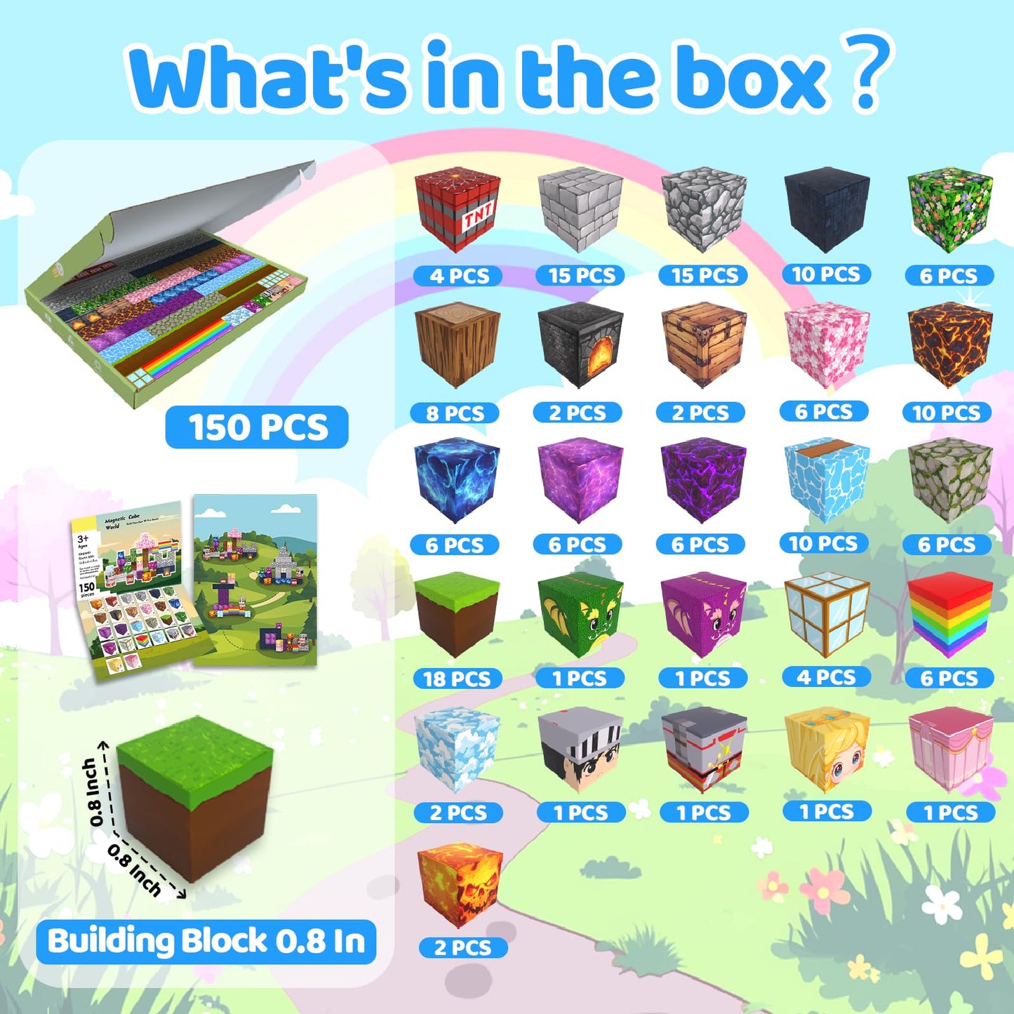 150Pcs Magnetic Blocks, Magnetic Building Blocks, Magnet Blocks For Kids Age 3-5 4-8 8-12, Stem Sensory Educational Magnet Stack