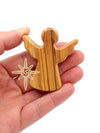 Dacaret Factory Olive Wood Guardian Angel For Hand Palm And Pocket Anti Stress And Anxiety Thumb Stone Comfort Worry Healing (Set Of 2), Brown, Yellow, Unique Grains, 2.4T, 2W