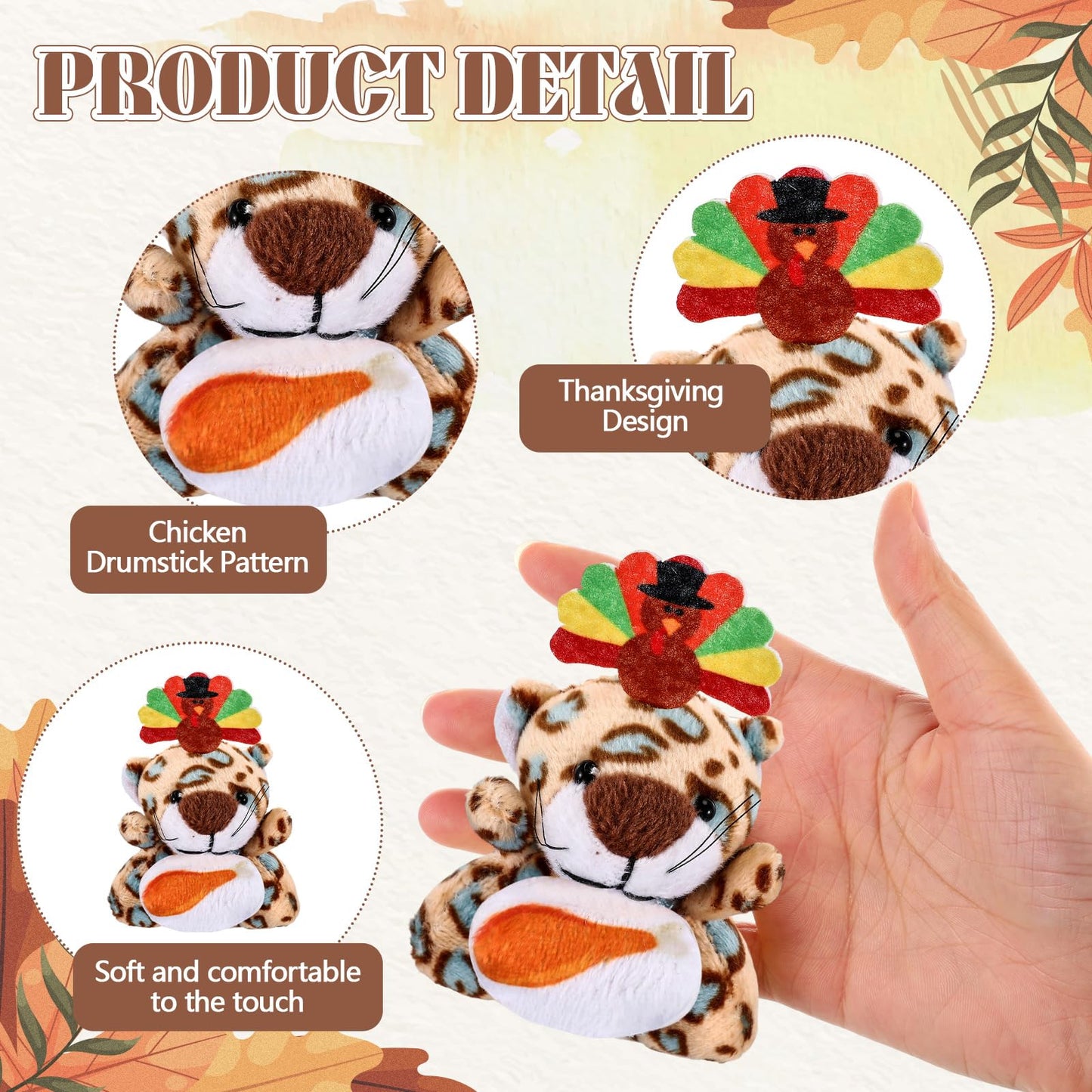 Soulchen 24 Pcs Mini Fall Thanksgiving Stuffed Animal Bulk Small Thanksgiving Day Plush Animals Soft Tiny Autumn Pumpkin Turkey
