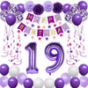 Naninuneno 19Th Birthday Decorations For Girls, Purple 19 Happy Birthday Balloons Supplies Including Purple Happy Birthday Banne