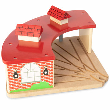 Wooden Train Track Train Garage - Train Storage Garage for Wooden Train Tracks & Sets - Compatible with Most All Conductor Carl