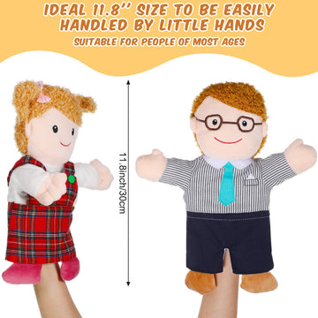 6 Pieces Hand Puppet Set 11.8 Inch Family Members Puppets Soft Plush Hand Puppets Mother, Father, Son, Daughter And Grandparents For Storytelling, Teaching, Preschool, Role Play (Basic Style)