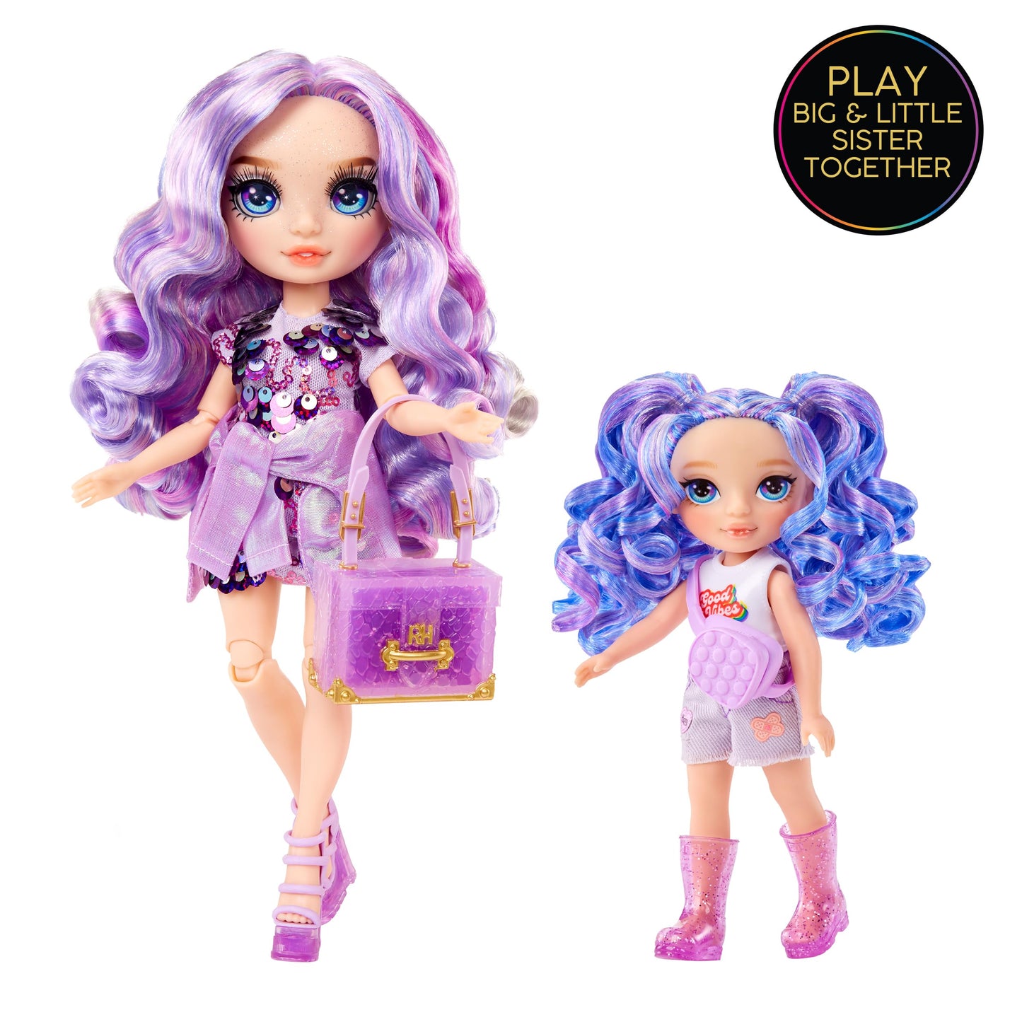 Rainbow High Littles Amethyst Willow Doll - 5.5 Posable Purple Doll with Purse & Magical Pet Dog, Gift for Kids Ages 4-12