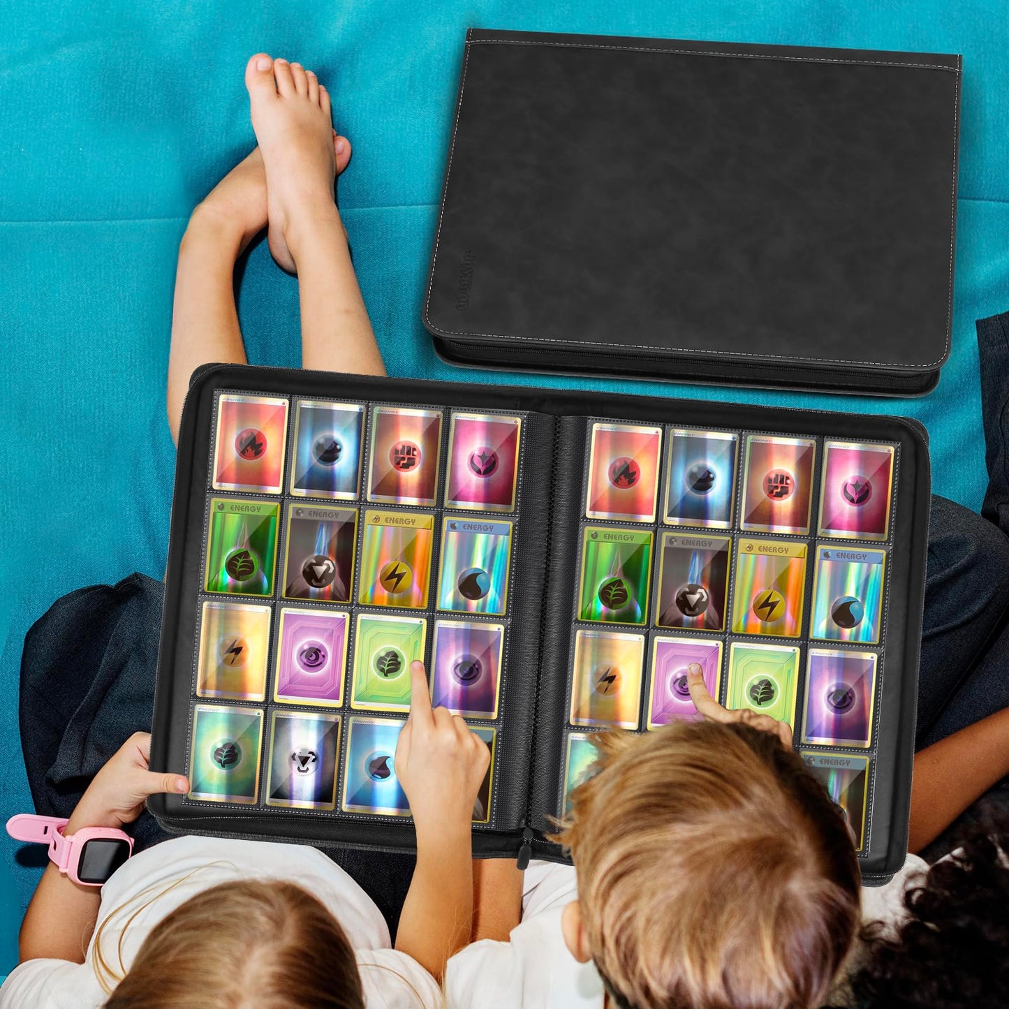 JoyHood Card Binder for Trading Card Card Collection Binder with 16 Pocket - Hold Up to 1024 Cards Card Album Holder compatible with TCG/PM/MTG/OPCG/YGO Card (Black 16 Pockets)