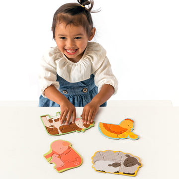 Petit Collage Beginner Puzzle For Kids, Farm Babies – Includes 4 Mini Puzzles (3-5 Pieces Each) – Cute Animal Puzzles For Ages 2+ – Makes A Great Gift Idea