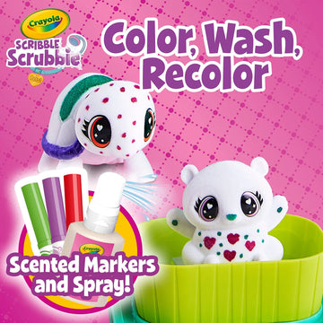 Crayola Scribble Scrubbie Pets Spa Playset, Washable Markers, Medium, Multi, Ages 3+