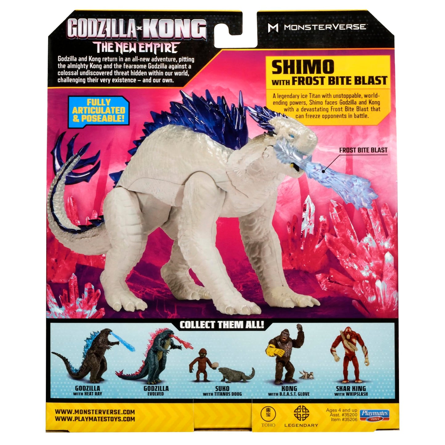Godzilla X Kong 3-Inch Action Figure - Shimo with Frost Bite Blast, Model 35206, Plastic Material
