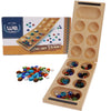 We Games Folding Mancala - Solid Wood Board & Glass Stones 18 Inches