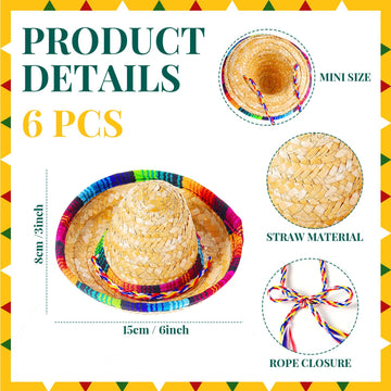 Hungdao 24 Pcs Mexican Fiesta Decorations Includes Mini Donkey Pinata Wooden Fiesta Maracas for Kids Mini Sombrero Hats Cinco De