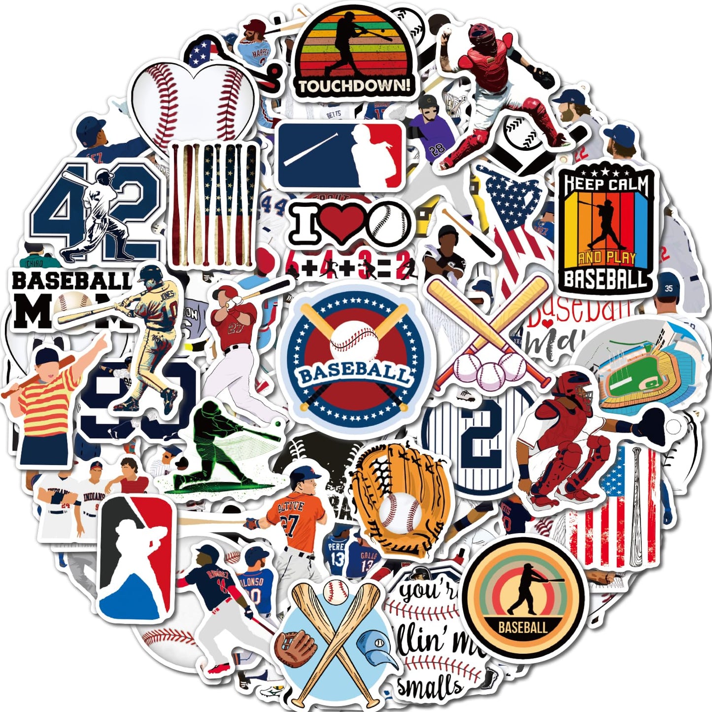Benresive 100 Pcs Baseball Stickers For Kids, Sport Stickers For Water Bottles, Waterproof Water Bottle Stickers For Boys, Vinyl Laptop Stickers, Kids Boys Classroom Prizes For Elementary Students