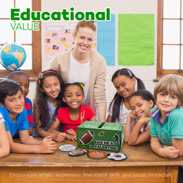 4Es Novelty DIY Football Valentine Mailbox Kit Craft Kit with 36 Valentines Sports Cards for Kids - Valentines Box for Boys Gir