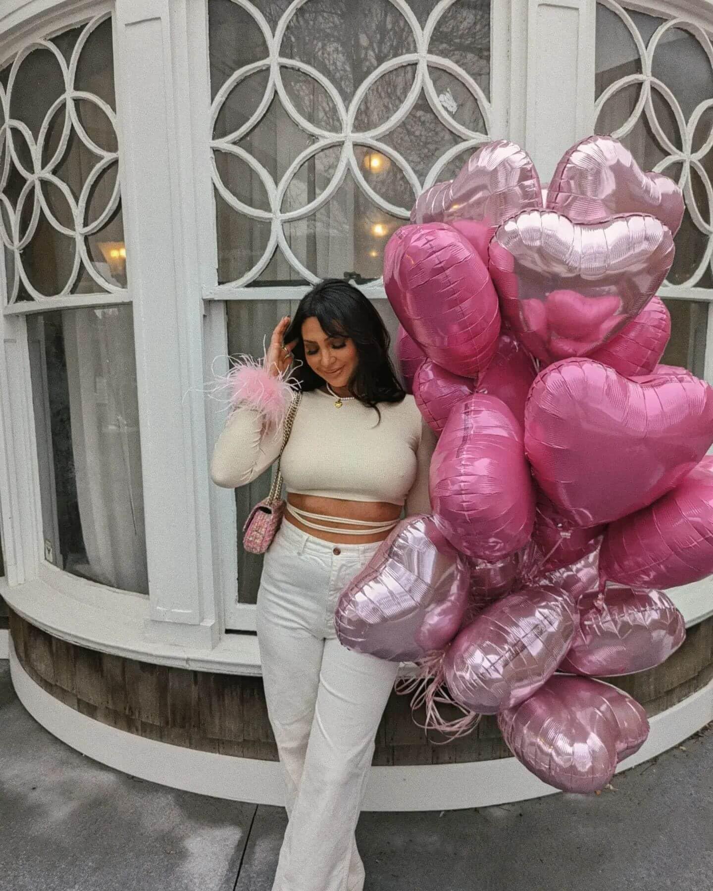 Hot Pink Heart Shaped Balloons Pack Of 12,18 Inch Silver Love Valentine Balloons Pink Heart Romantic Balloons For Valentines Day