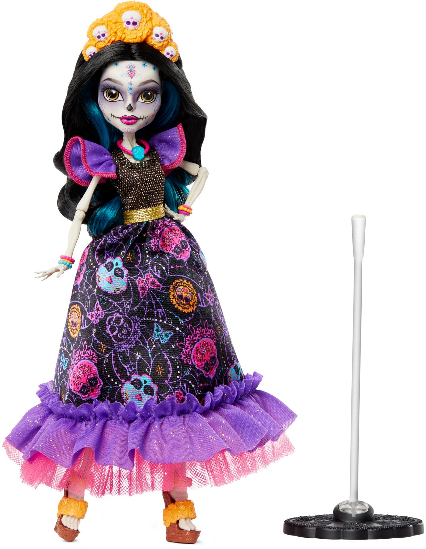 Monster High Skelita Calaveras Doll - Dia De Muertos Collectible, Multi Color, Plastic, Model HNF96