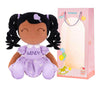 Gloveleya Personalized Curly Doll With Your Name - Cute Custom Tanned Purple Soft Plush Doll For Girls Plush Doll Customized Gifts