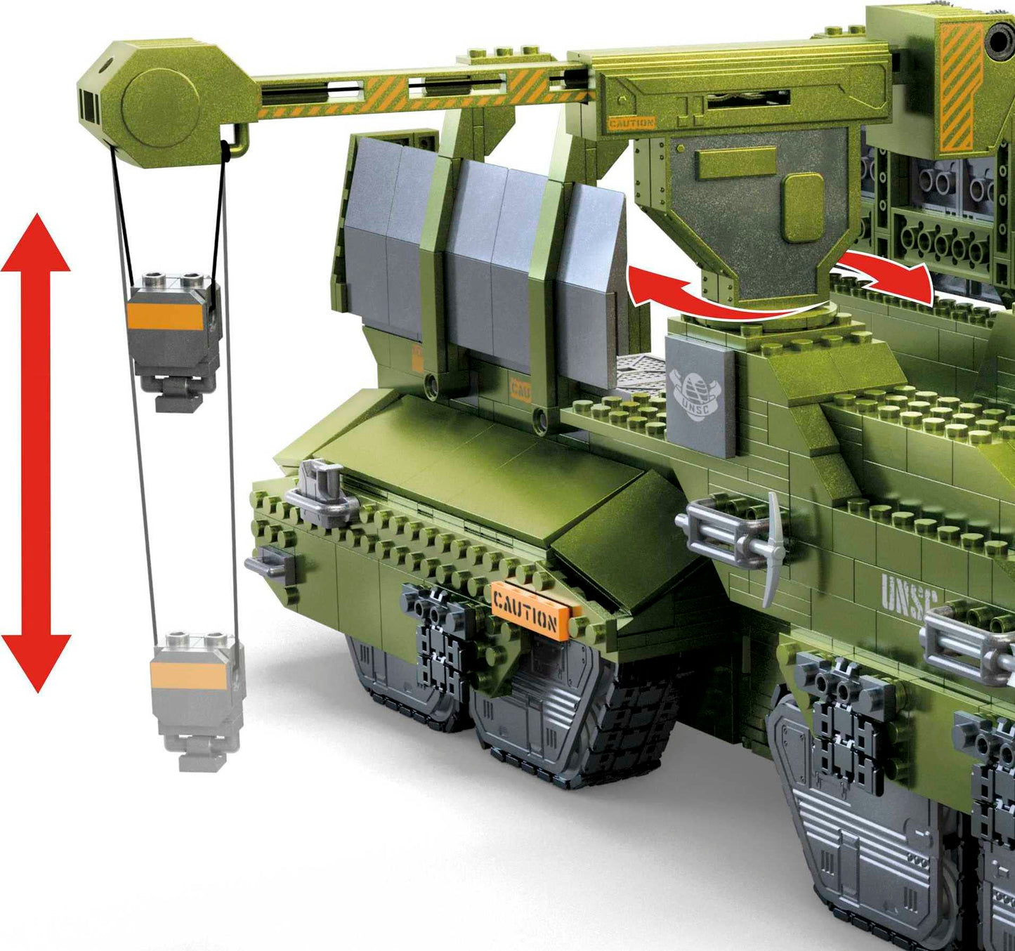 Mega Halo Infinite Building Toys Set, Unsc Elephant Sandnest Tank With 2041 Pieces, 5 Poseable Articulation Micro Action Figures, Green, Kids And Fans