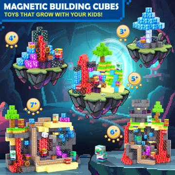 Magnetic Blocks Build Mine Magnet World Set for Kids Ages 4-8 Magnetic Tiles Toddler Outdoor Toy STEM Construction Building Blocks Sensory Toys for Boys & Girls Ages 3+ Kids Games