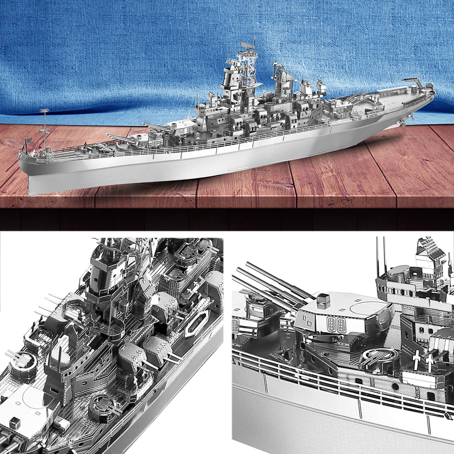 Piececool 3D Puzzles For Adults, Uss Missouri Battleship Metal Model Kits, Diy 3D Metal Puzzle For Teenagers Students Stress Relief, Aircraft Carrier Toy Gift For Boys Men, 155 Pcs