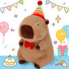 Achwishap Capybara Plush Toy, 12” Cute Stuffed Animal with Birthday Hat, Brown Fabric Plush Gift for Kids and Adults