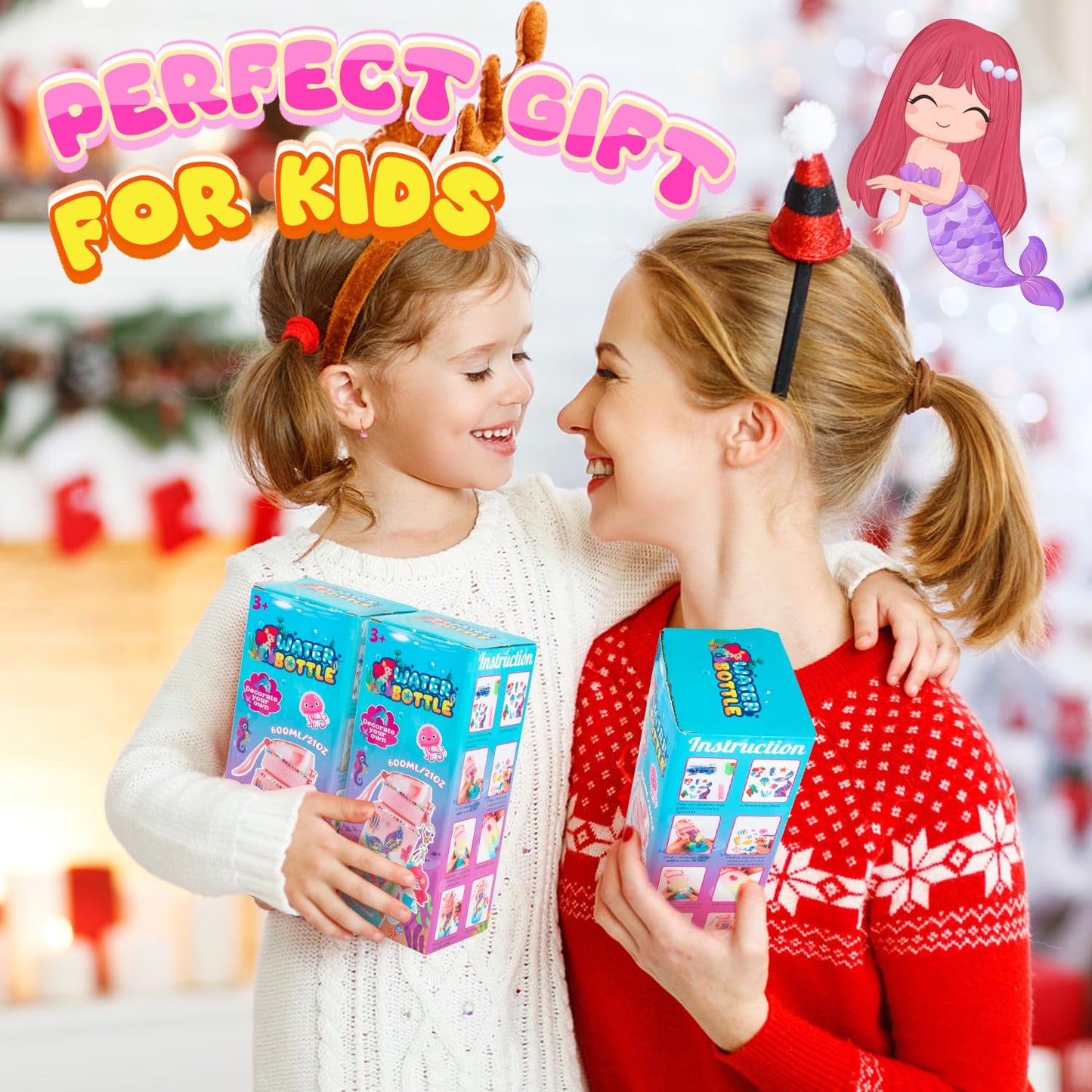 MDCGFOD Decorate Your Own Water Bottle Kits for Girls DIY Water Bottle for Girls Fun Arts and Crafts Gifts Toys Kits for 4-6-8-1