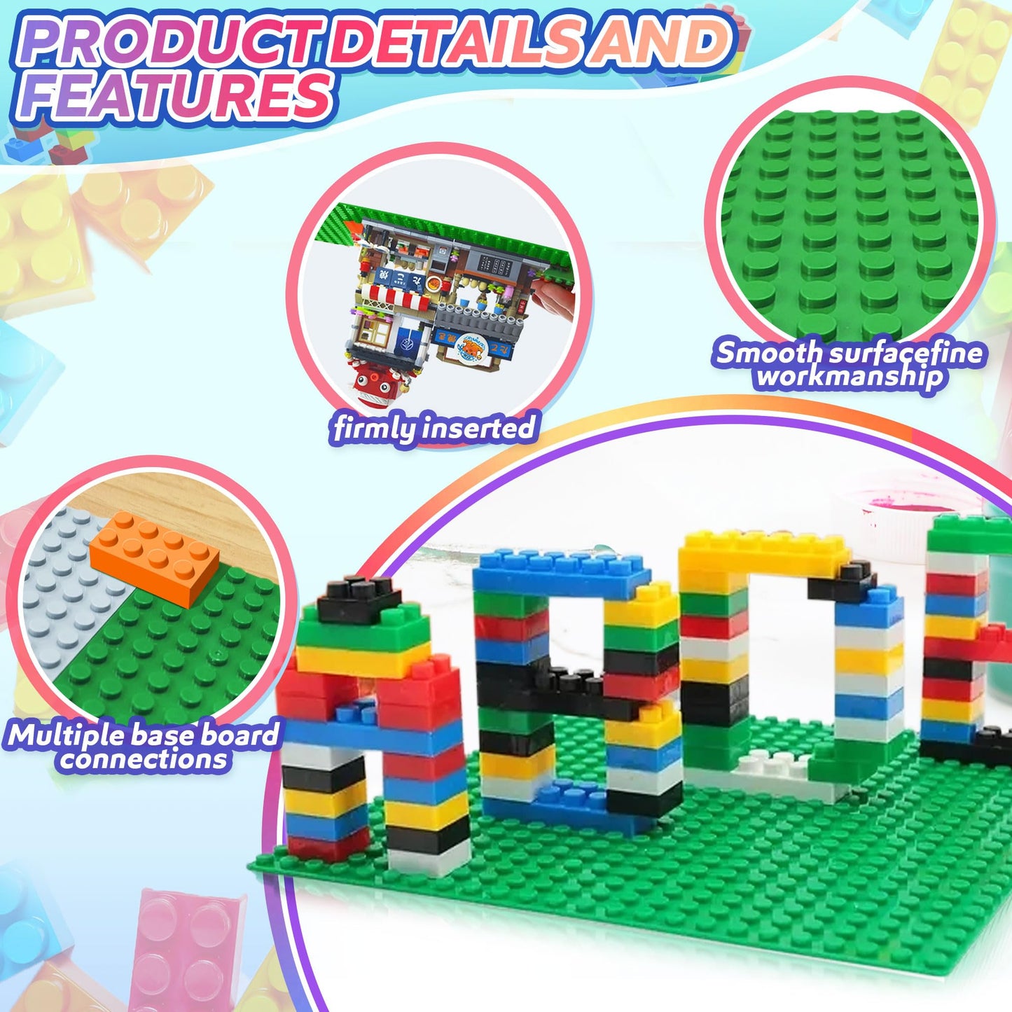 2 Pack Classic Baseplates Building Board For Building Bricks, Compatible With Lego, Platforms Base Building Sheet For Table Buil