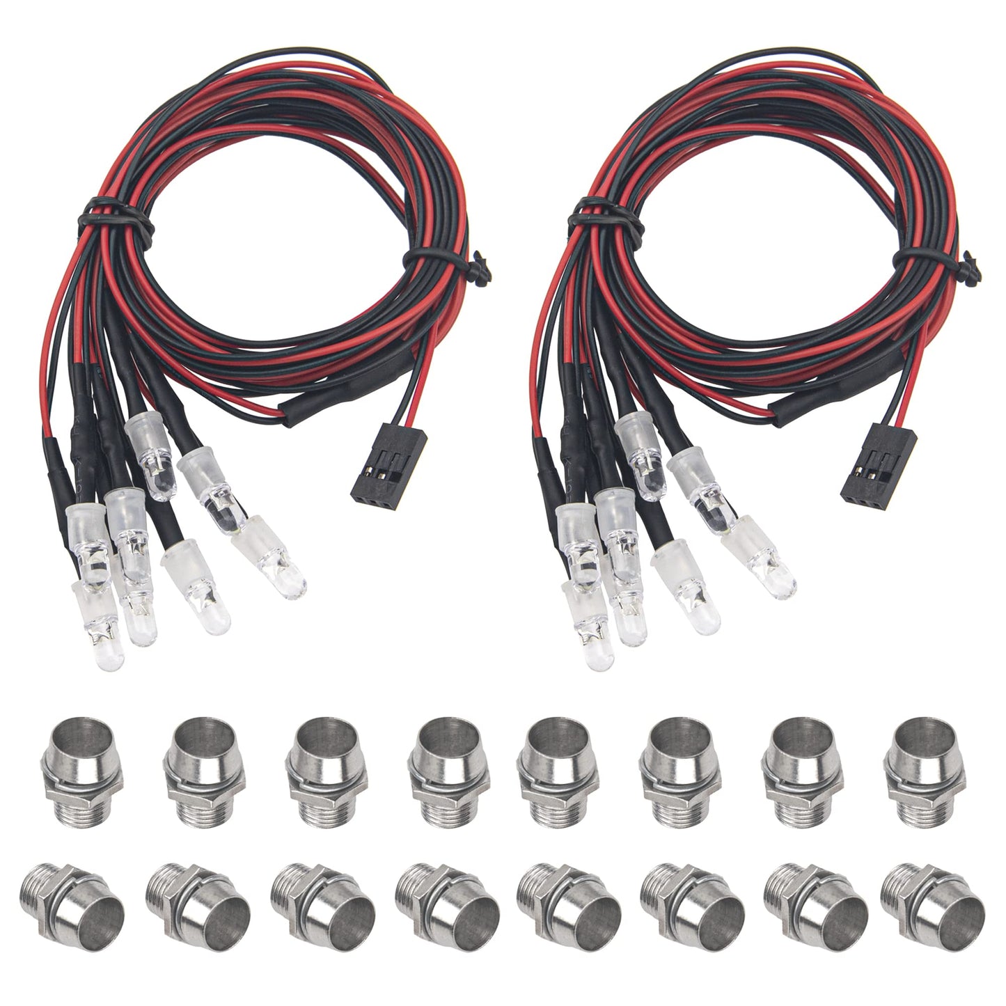2Pack HIRCQOO 8LED RC Car LED Light Headlights Taillight Lighting with JR Y Cable Compatible with Traxxas HSP Tamiya Redcat RC4W