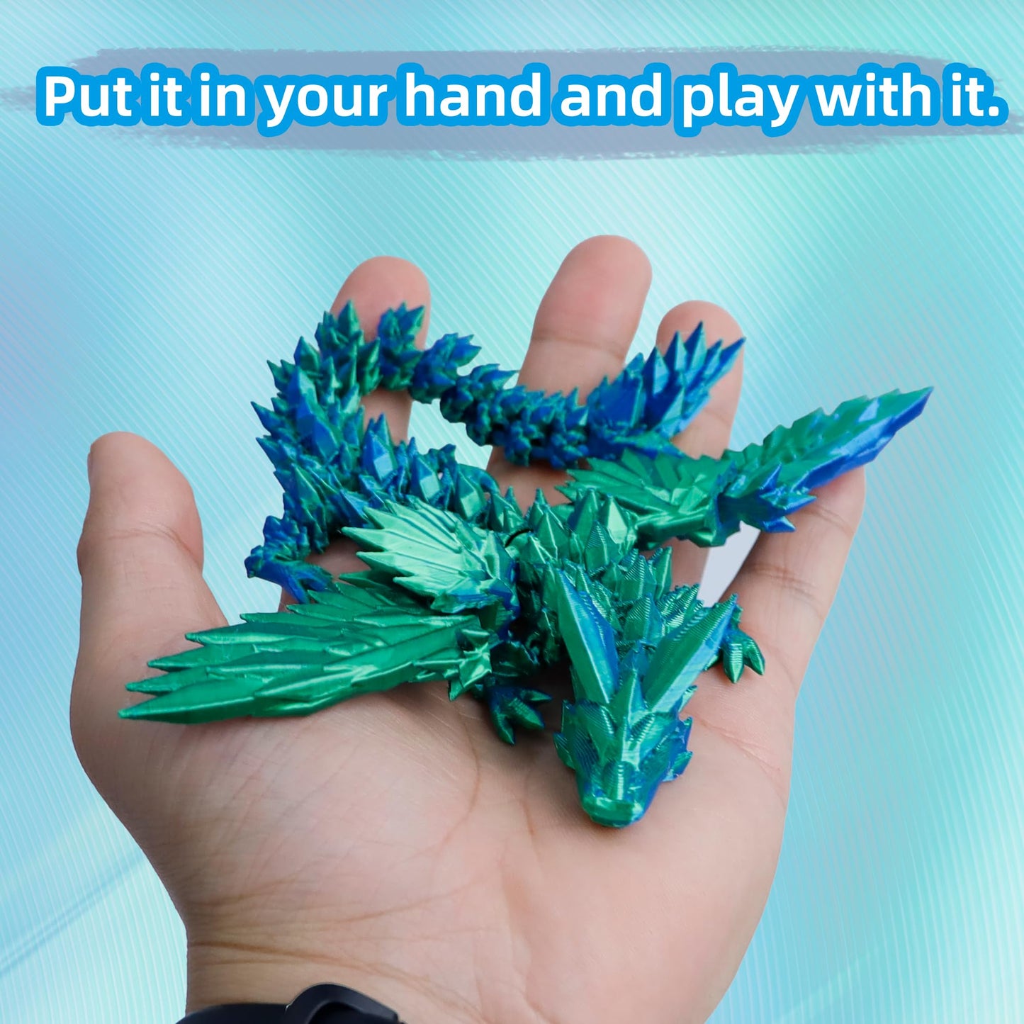 Flavery 3D Printed Flying Dragon In Egg - Dino Easter Egg With 9'' Winged Dragon Inside, Colorful Fidget Toy, Birthday Gift, Fle