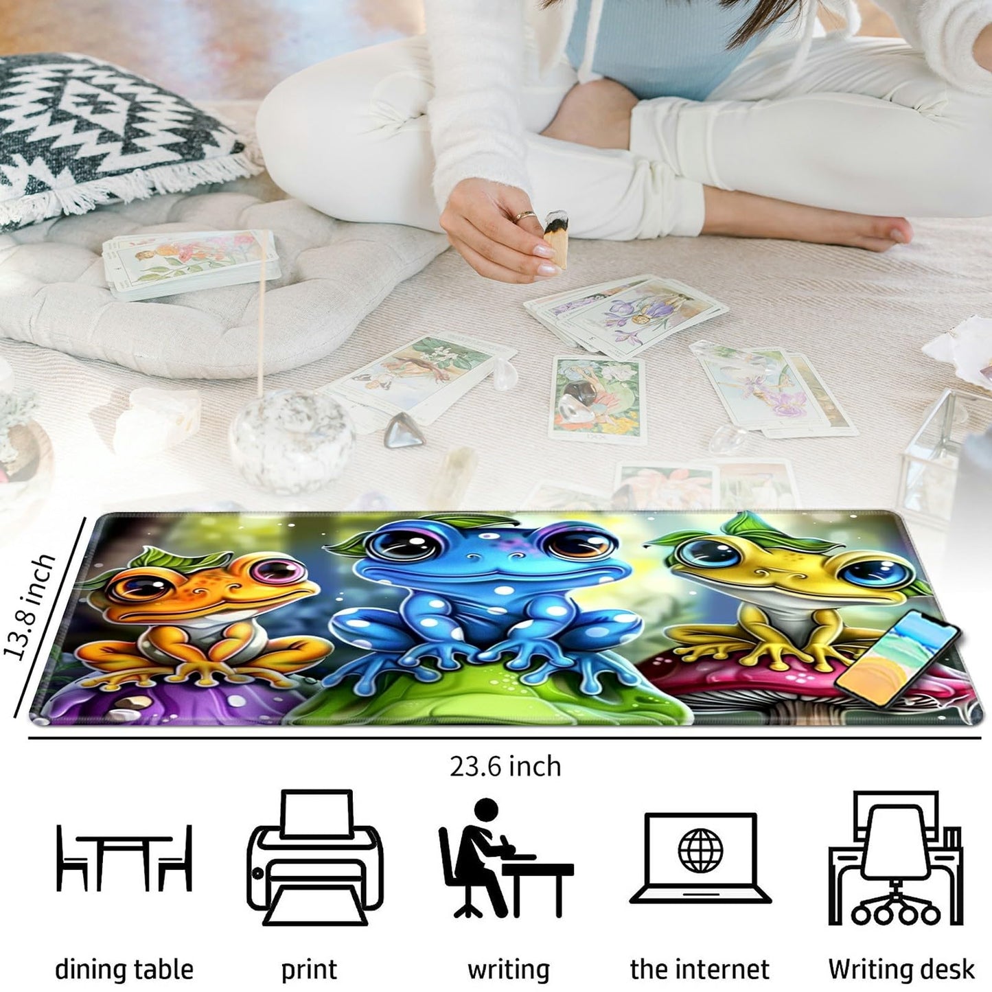 Bfdhgqzc Cute Frogs Mushrooms For Mtg & Tcg Playmat Mouse Pad, 24'''' X 14'''' Game Mat For Mtg/Rpg/Ccg Trading Card Game Playma
