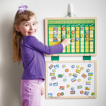 Melissa & Doug Deluxe Wooden Magnetic Responsibility Chart With 90 Magnets