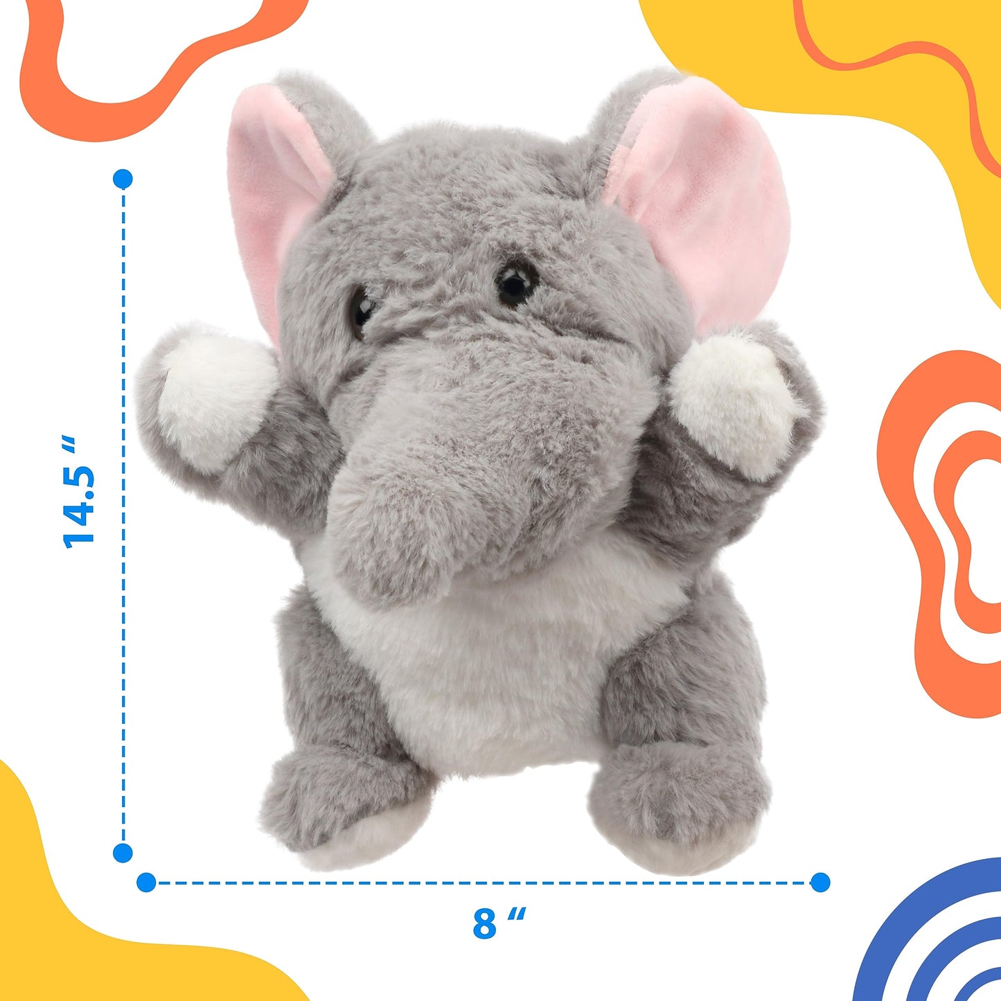 Cuteoy Plush Elephant Hand Puppet Stuffed Animal Toy Open Movable Mouth Creative Role Play Storytelling Plushies Gifts For Kids