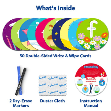 Skillmatics Write & Learn Reusable Cards For Toddlers - Letters, Numbers, Patterns & Shapes, Travel Game, Preschool Learning, Gifts For Kids Ages 3, 4, 5, 6